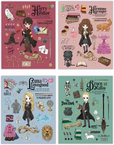Miniatura 15 de Harry Potter - Banderas de la casa de Hogwarts - Gryffindor - Slytherin - Ravenclaw - Hufflepuff - Diseño geométrico - Juego de cuatro arte de pared