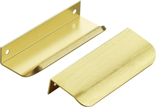 Miniatura 13 de Ravinte Hardware Paquete de 6 Manijas Doradas para Gabinete, Tiradores de Borde de Dedo de 3 Pulgadas (76mm), Centro de Orificio de 2 Pulgadas