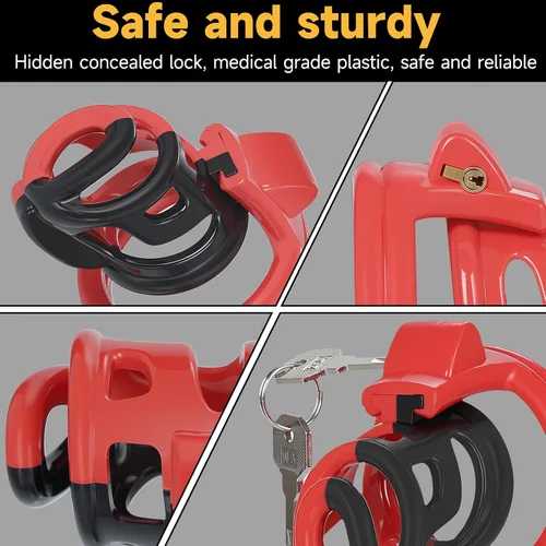 Miniatura 4 de Cerradura de castidad masculina con anillos de 4 tamaños, adecuado para dispositivos de retención genitales masculinos de diferentes tamaños, jaula