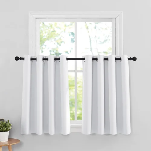 Miniatura 61 de RYB HOME Cortinas opacas de cocina de 36 pulgadas de largo, tratamiento de privacidad para ventanas pequeñas, aislamiento térmico, telón de fondo