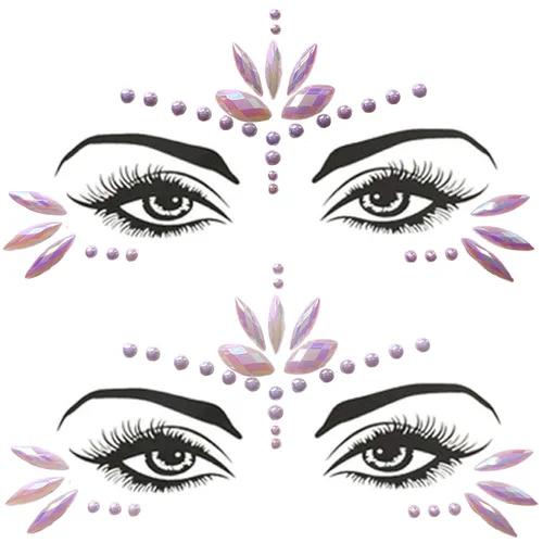 Miniatura 8 de Gemas Faciales de Sirena Joyas Adhesivas para Halloween Cuerpo Ojos Cara Joyas Gemas para Festivales Rave Tatuaje con Purpurina Cristales Rosa