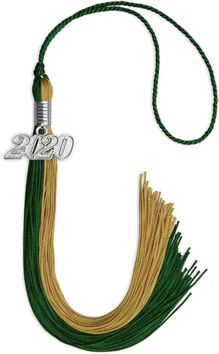 Miniatura 244 de Endea Graduation Borla de doble color con gota de fecha plateada (negro/oro antiguo, 2025)