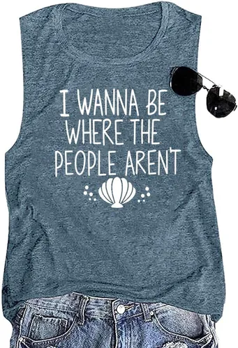 Camiseta de Bealatt para mujer "I Wanna Be Where The People aren't" para vacaciones, casual, divertida y linda