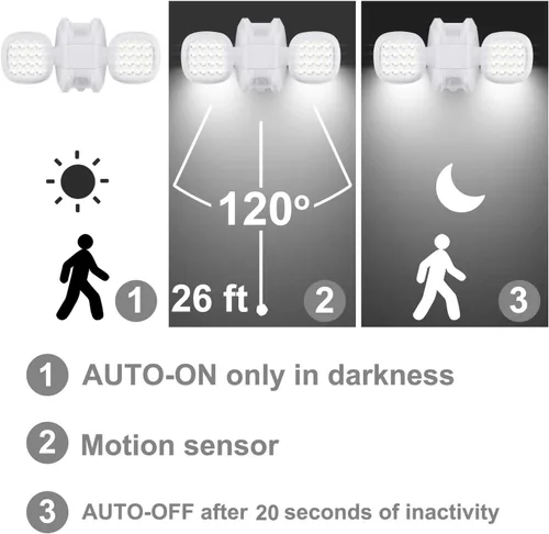Miniatura 3 de HONWELL Luz con sensor de movimiento para exteriores, funciona con pilas, luz de inundación de seguridad exterior, inalámbrica, IP65, impermeable