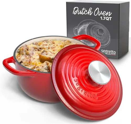 Miniatura 18 de Segretto Cookware Horno holandés de hierro fundido esmaltado, 6 cuartos de galón, verde claro Verde Chiaro (verde claro)