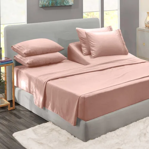 Miniatura 105 de Clara Clark - Juego de sábanas King con Flex Top, 6 piezas - Sábanas de lujo para cama King con cabeza dividida, juego de cama súper suave, King