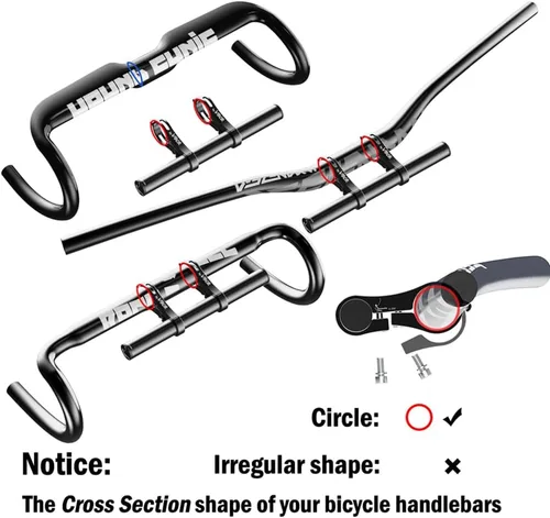 Miniatura 7 de Volo - Extensor de barra estable de aluminio duradero para manillar de bicicleta, soporte de montaje para bicicleta, soporte para soporte