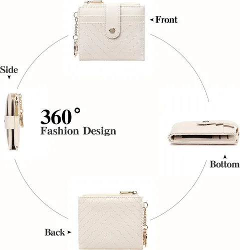 Miniatura 4 de GAEKEAO Billetera delgada para mujer, tarjetero con bloqueo RFID, billetera plegable con bolsillo para monedas con cremallera, ventana