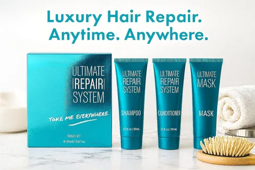 Miniatura 8 de Hair Bar NYC - Kit de viaje Ultimate Hair Repair System - Rejuvenece el cabello seco dañado y el cabello tratado con color, infundido con queratina
