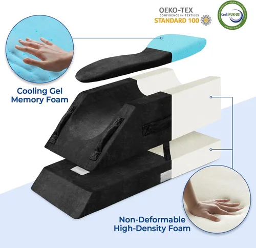 Miniatura 3 de KingPavonini Almohadas de elevación de piernas ajustables de 4 alturas para después de la cirugía con curva ergonómica, almohada de cuña de espuma