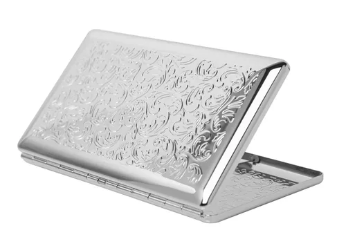 Miniatura 8 de Hermosa y elegante caja de cigarrillos de metal simple para damas y hombres con capacidad para 10 cigarrillos de 3.937 in (pistola de hierba negro)