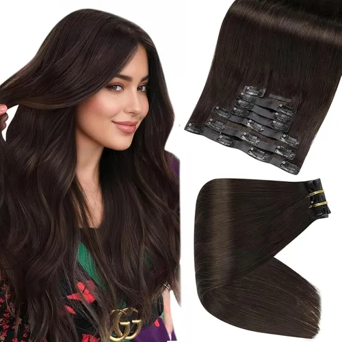 Miniatura 76 de Full Shine Extensiones de cabello humano con pinzas, cabello humano Remy invisible para mujer, color rubio platino, 20 pulgadas, 8 unidades, 4.23 oz