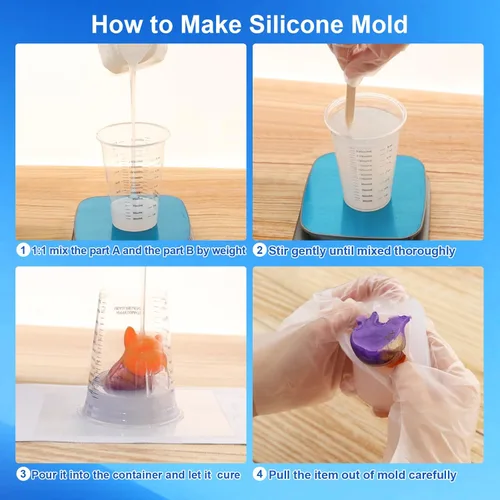 Miniatura 5 de CHANGTIKEJI Kit de fabricación de moldes de silicona, gel de sílice líquido elástico 10A de 148 onzas para moldear moldes de resina y moldes