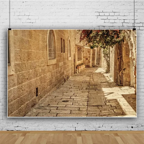 Miniatura 3 de Fondo de piedra antigua de Jerusalén de 5 x 3 pies, fondo de piedra de Jerusalén, flores de primavera, fondo de cueva de sol, para fotografía, telón