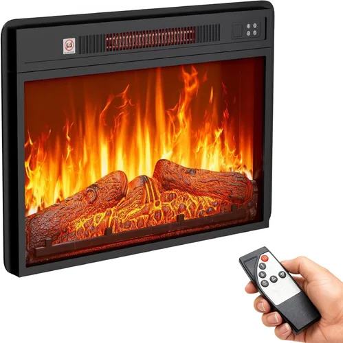 YITAHOME Inserto de chimenea eléctrica de 24", calentadores de chimenea con juego de troncos, control remoto con control de temporizador,