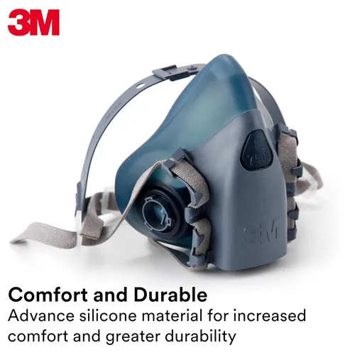 Miniatura 3 de 3M Respirador reutilizable, pieza de media cara 7501, use con cartuchos / filtros de bayoneta (no incluidos) para gases, vapores, polvo