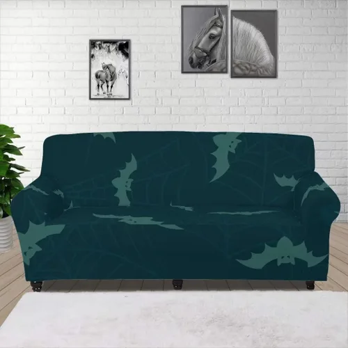 Miniatura 7 de GOSTONG Funda de sofá con estampado de telarañas de murciélago para Halloween, funda elástica para sofá, protector de muebles para sala de estar