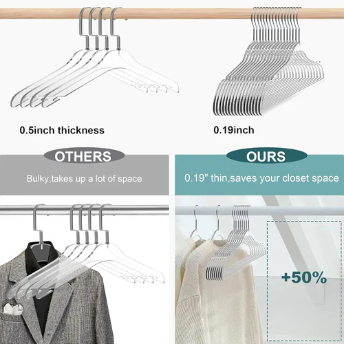 Miniatura 3 de Quality Hangers Perchas de plástico transparente para ropa, paquete de 10 unidades, 16.5 pulgadas, perchas resistentes para ahorrar espacio