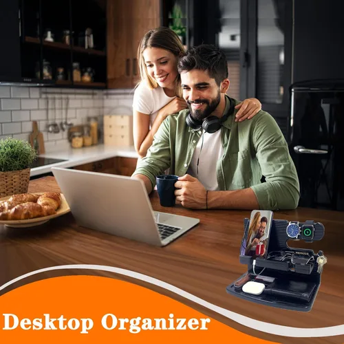 Miniatura 7 de VEIYAILU Regalos para hombres, papá, mujer, marido, novio, él, mesita de noche, organizador para hombres, estación de acoplamiento de teléfono