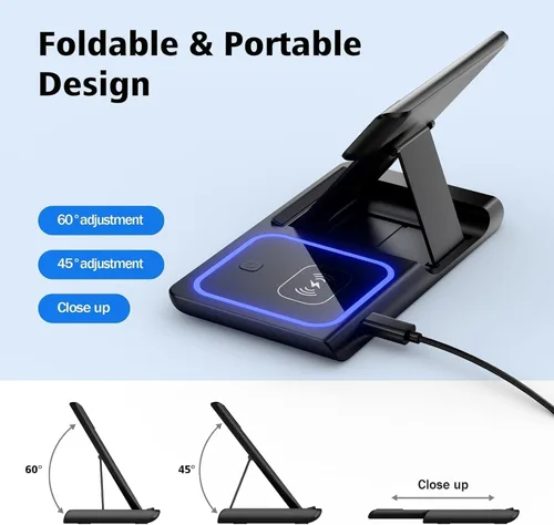 Miniatura 8 de Estación de carga inalámbrica 3 en 1, soporte de cargador inalámbrico para iPhone 17 16 15 14 Pro Max 13 12 11, base de carga para AirPods 4 3 2