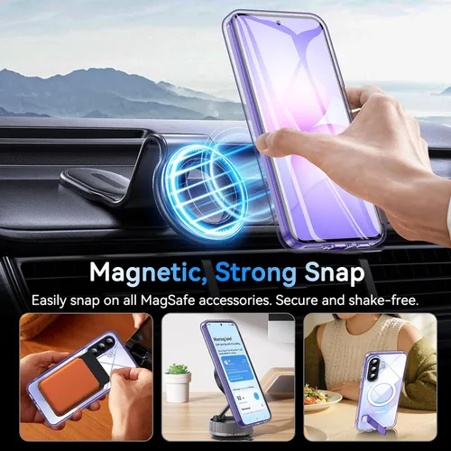 Miniatura 4 de OWKEY Funda para Samsung Galaxy A37/A36 Bark Phone Pro 5G con soporte, magnética, a prueba de golpes, para Magsafe translúcida mate, transparente