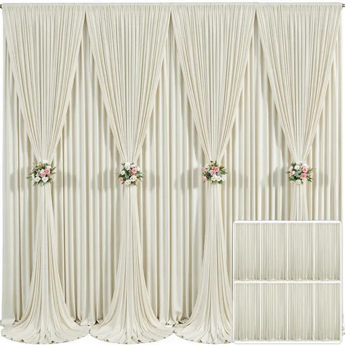 Miniatura 39 de Cortina de fondo beige de 10x10 para bodas y fiestas, cortina de fondo beige sin arrugas para fotos, cortinas de fondo para decoración de baby Gris