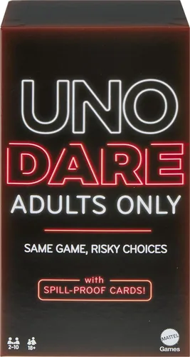 Mattel Games UNO Dare - Juego de cartas solo para adultos para noche de juegos, viajes, camping y fiesta