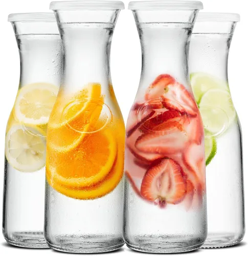 Miniatura 9 de KooK Jarra de vidrio, suministros de barra de mimosa, jarras con tapa, juego de 3, jarra de agua de vidrio, dispensadores de bebidas para fiestas