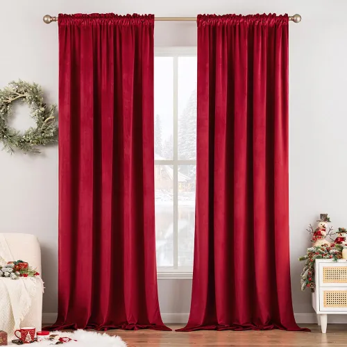 Miniatura 26 de MIULEE - Juego de 2 paneles de cortinas negro opacas y térmicas de terciopelo para la sala de estar y dormitorio, con bolsillo para cortinero, de 63