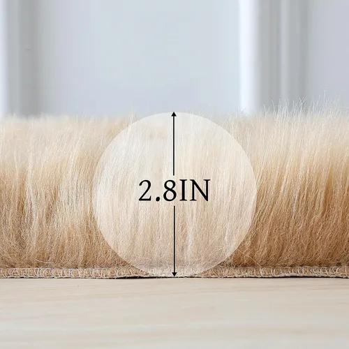 Miniatura 3 de linmopm Alfombra de piel sintética de oveja, esponjosa, esponjosa, beige, de 2 x 3 pies, para dormitorio, mesita de noche, suelo, sala de estar