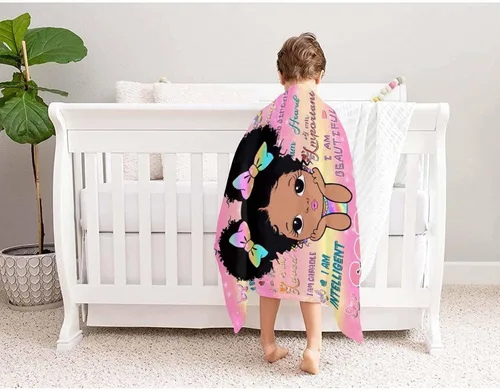 Miniatura 8 de D-Story Mantas personalizadas, mantas personalizadas con nombre, manta americana, manta africana para niña, mantas personalizadas para niños