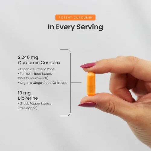 Miniatura 4 de Curcumina de cúrcuma con extracto de pimienta negra de 1500 mg 95% curcuminoides suplemento de cúrcuma extra fuerte para la salud