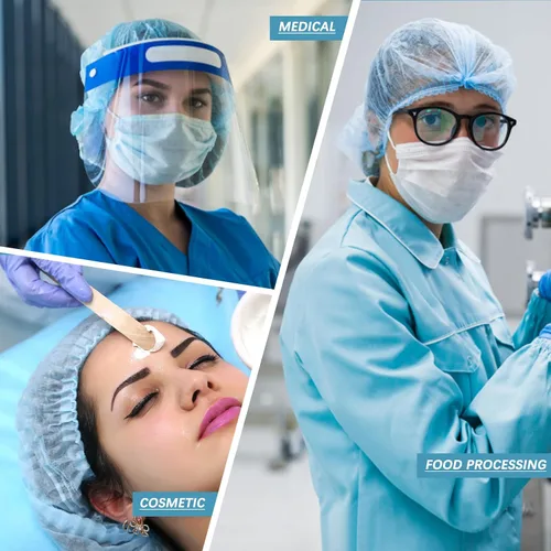 Miniatura 7 de Paquete de 100 gorras no tejidas desechables de 21 pulgadas para el cabello, para hospital, salón, spa, catering y espacio de trabajo sin polvo Azul