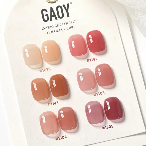 Miniatura 2 de GAOY - Juego de esmaltes de uñas en gel, 6 colores transparentes rojo, rosa, marrón, nude, kit de esmalte en gel que se quita con luz UV, para salón