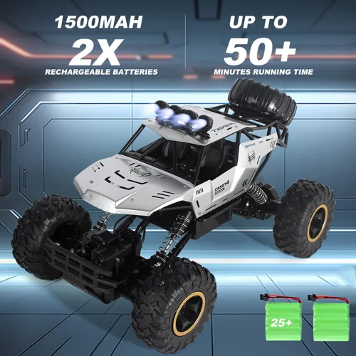 Miniatura 7 de Jiakora Coche de Control Remoto 1:12 Camión Todo Terreno, Carcasa de Metal Faros LED Camión Monster RC Todo Terreno, Coches RC Juguetes para Niños