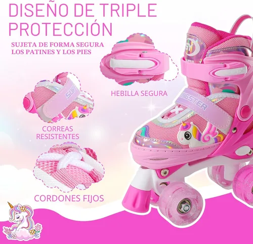 Miniatura 4 de SUPER YOUNGSTER Patines de ruedas ajustables con luces LED para niñas, diseño de unicornio para niñas de 4 a 6, 5 a 8, 8 a 12 años, patines para Rosa