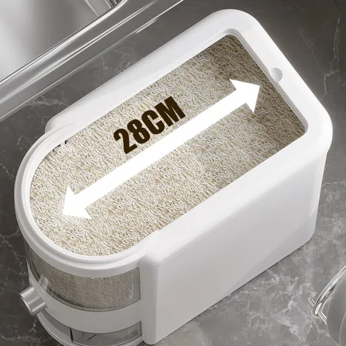 Miniatura 4 de Recipiente de arroz de 12 libras con taza medidora, caja fresca incorporada, dispensador de cereales con tapas para el hogar, cocina, despensa