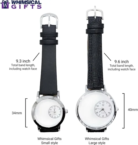 Miniatura 2 de Whimsical Gifts Reloj EMT 3D Acabado dorado o plateado grande Novedad divertida única Hecho a mano en Estados Unidos Correa de reloj de cuero