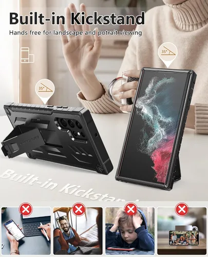 Miniatura 6 de FNTCASE Funda para Samsung Galaxy S22 Ultra: protector de pantalla integrado y soporte de cuerpo completo de doble capa resistente de grado militar