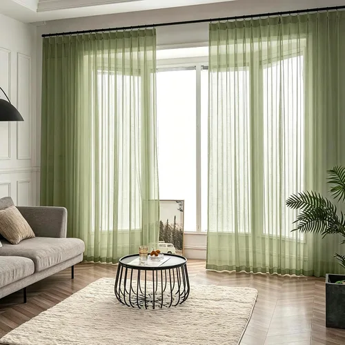 Miniatura 15 de Cortinas plisadas negras traslúcidas de 84 pulgadas de largo, 2 paneles para dormitorio, lino texturizado, ganchos transparentes para pista