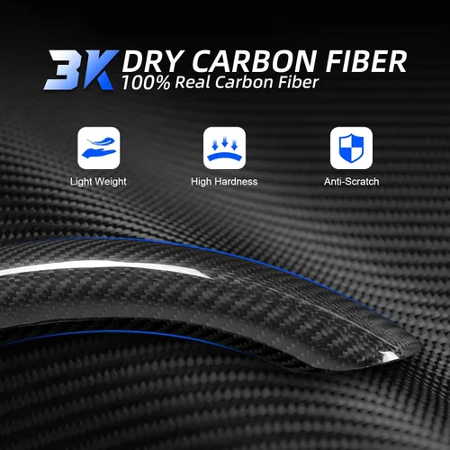 Miniatura 2 de Kit de cubierta superior e inferior de fibra de carbono real para volante de fibra de carbono 2020-2024 Tesla Model Y 2019-2023 Tesla Model 3,3K
