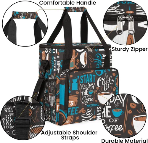 Miniatura 6 de Bolsa de transporte para cafetera, color azul, compatible con Keurig K-Mini o K-Mini Plus, portátil, de una sola porción, con bolsillos para AA