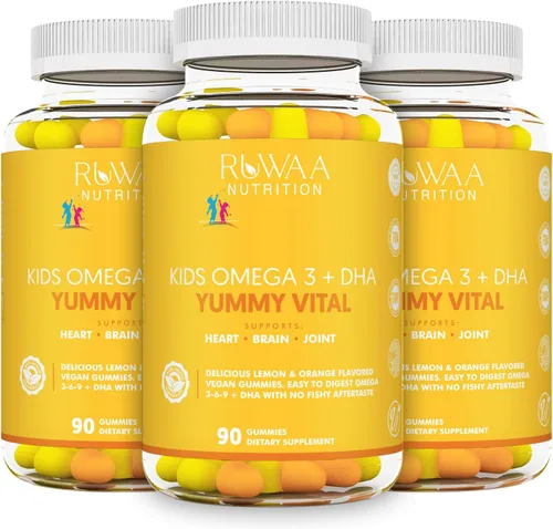 Miniatura 8 de RUWAA NUTRITION Gomitas Omega 3 para niños DHA EPA Omega 3 Suplemento 3 para niños. Sin aceite de pescado después del gusto Vegano Omega 3 6 9 +
