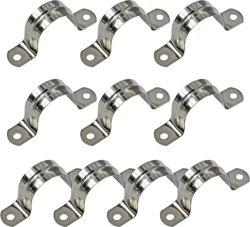 Miniatura 9 de AKIHISA Abrazaderas de tubo, 4 abrazaderas de correa de tubo en U, soporte de tubo de acero inoxidable 304 de 2 agujeros, ID 5.11 pulgadas (5.118 in)