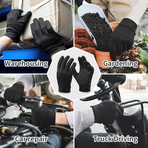 Miniatura 5 de OZERO Guantes de trabajo para hombres y mujeres: guantes de mecánico para pantalla táctil, agarre firme, destreza, guantes ligeros para construcción