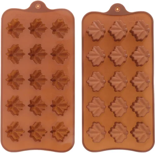 YARNOW Juego de moldes de silicona para hornear de hojas de arce, 2 piezas de moldes flexibles de chocolate para fondant de chocolate para hornear