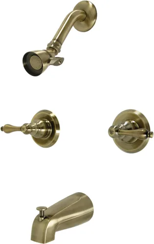 Kingston Brass KB243ALAB Grifo victoriano de doble manija para bañera y ducha en latón antiguo