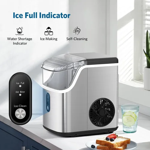 Miniatura 10 de COWSAR Nugget Ice Makers - Máquinas de hielo de nuggets para encimera, hielo suave masticable en pellets, con función de limpieza automática, 35