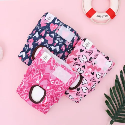 Miniatura 8 de CuteBone Pañales para Perras Hembras Lavables Pequeño Mediano Grande Paquete de 3 Pañales Reutilizables para Perritas Pantalones de Período