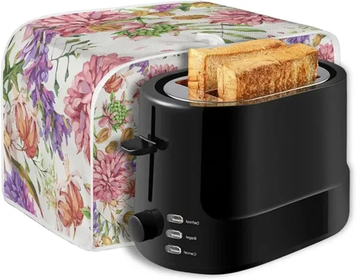 Miniatura 7 de Funda para tostadora de flores de colibrí de 2 rebanadas, cubierta acolchada para tostadora de dos rebanadas, cubierta a prueba de polvo para cocina